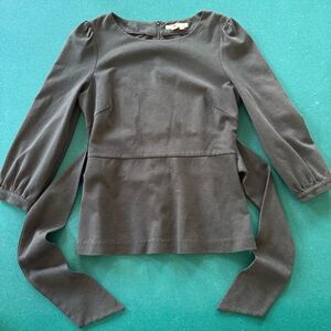 Boden 3/4 Sleeve Boatneck Tied Waist Top US Size 6R Neutral Minimalist